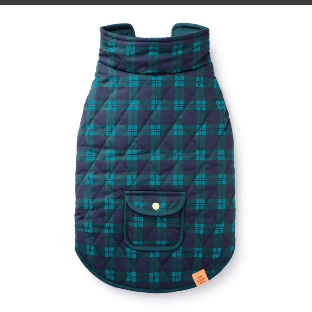 The Foggy Dog Black Watch Plaid Reversible Dog Jacket XS